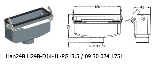 Han 24B H24B-DJK-1L-PG13.5 09 30 024 1751 Cable to cable coupler 1lever OUKERUI Harting ILME Heavy duty connector.jpg